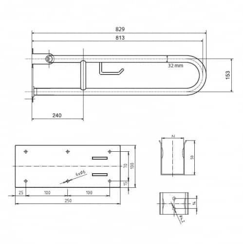 Купить Поручень Bemeta Help Program откидной U-oбpaзный 301102281 с держателем туалетной бумаги глянцевый по низкой цене