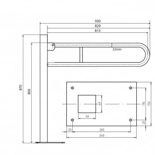 Купить Поручень Bemeta Help Program откидной U-oбpaзный 301107601 с креплением в пол глянцевый по низкой цене