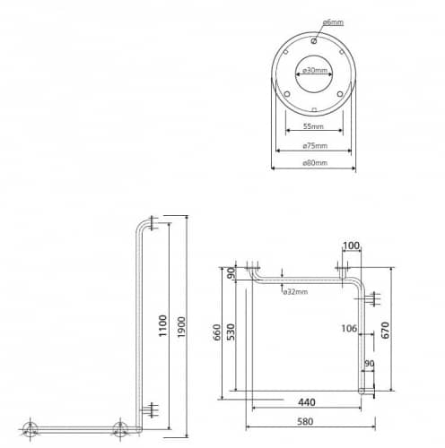 Купить Поручень Bemeta Help Program для душа 301122021 правый глянцевый по низкой цене