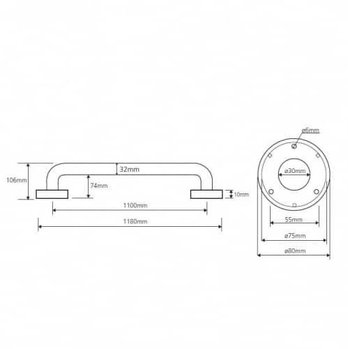 Купить Поручень Bemeta Help Program для ванной 301101102 матовый 1100 мм по низкой цене