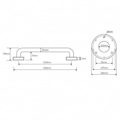 Купить Поручень Bemeta Help Program для ванной 301101202 матовый 1200 мм по низкой цене
