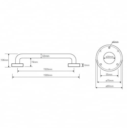 Купить Поручень Bemeta Help Program для ванной 301101501 глянцевый 1500 мм по низкой цене