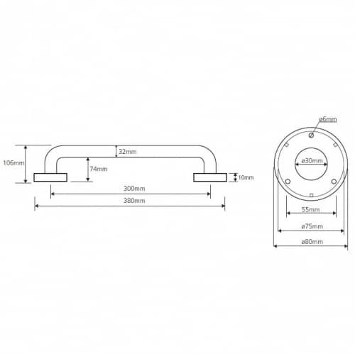 Купить Поручень Bemeta Help Program для ванной 301100301 глянцевый 300 мм по низкой цене