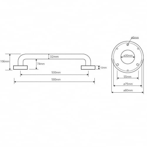 Купить Поручень Bemeta Help Program для ванной 301100501 глянцевый 500 мм по низкой цене