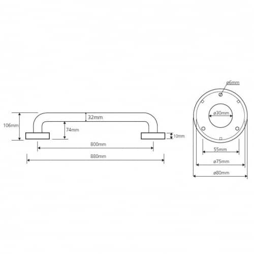 Купить Поручень Bemeta Help Program для ванной 301100801 глянцевый 800 мм по низкой цене