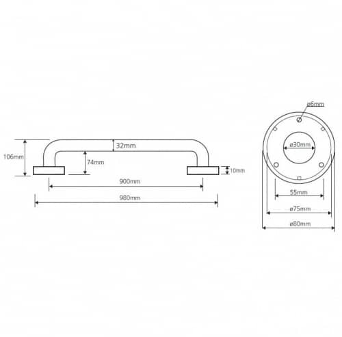 Купить Поручень Bemeta Help Program для ванной 301100901 глянцевый 900 мм по низкой цене