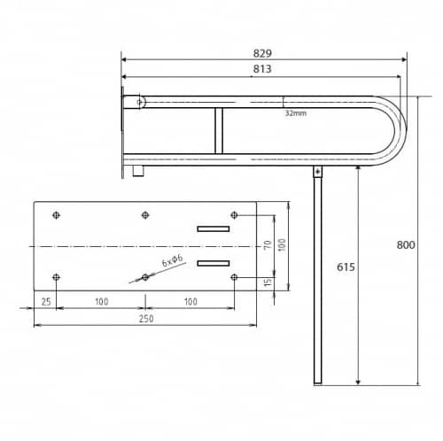 Купить Ручка Bemeta Help Program складная U-oбpaзная 301102081N с опорной ножкой глянцевая по низкой цене