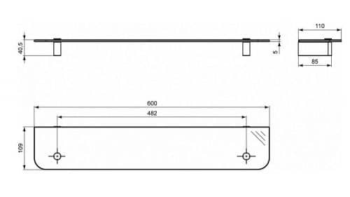 Купить Полка Ideal Standard Connect стеклянная N1394AA по низкой цене