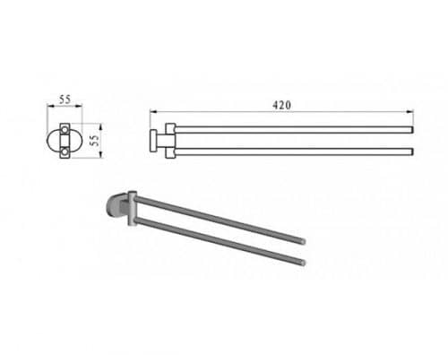 Купить Полотенцедержатель Ravak Chrome CR 340.00 42 см двойной поворотный по низкой цене