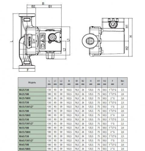 Купить Насос DAB VA 55/180 X циркуляционный по низкой цене
