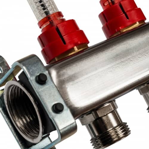 Купить Коллектор Stout распределительный SMS 0927 000002 на 2 контура с расходомерами с выпускным клапаном и сливом по низкой цене