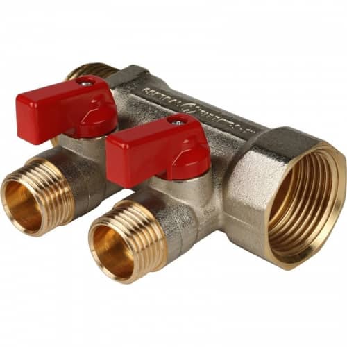 Купить Коллектор Stout с шаровыми кранами SMB-6200-011202 на 2 выхода 1/2 дюйма по низкой цене