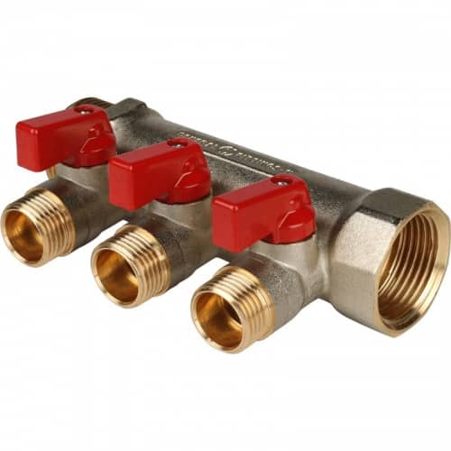Купить Коллектор Stout с шаровыми кранами SMB-6200-011203 на 3 выхода 1/2 дюйма по низкой цене