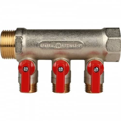 Купить Коллектор Stout с шаровыми кранами SMB-6200-011203 на 3 выхода 1/2 дюйма по низкой цене