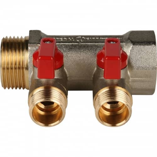 Купить Коллектор Stout с шаровыми кранами SMB 6200 341202 на 2 выхода 1/2 дюйма по низкой цене