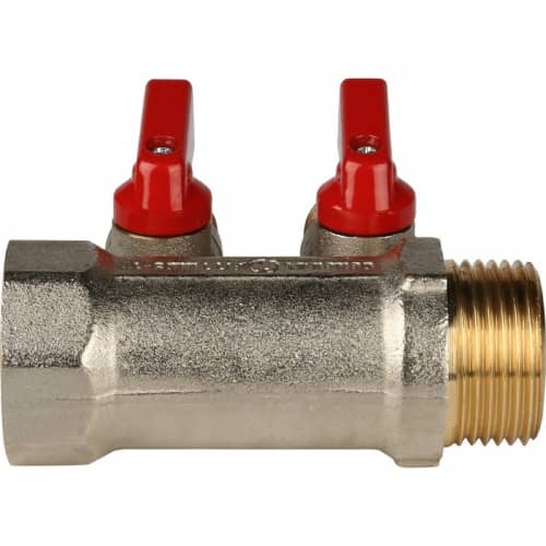 Купить Коллектор Stout с шаровыми кранами SMB 6200 341202 на 2 выхода 1/2 дюйма по низкой цене