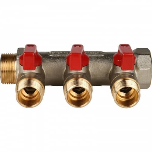 Купить Коллектор Stout с шаровыми кранами SMB 6200 341203 на 3 выхода 1/2 дюйма по низкой цене