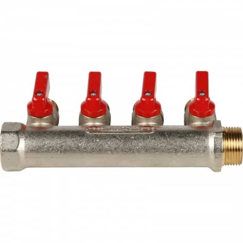 Купить Коллектор Stout с шаровыми кранами SMB 6200 341204 на 4 выхода 1/2 дюйма по низкой цене