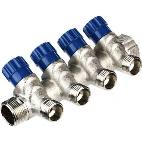 Купить Коллектор Valtec с регулирующими вентилями и наружной резьбой VTC.560.N.0504 Ду 20х15 4 выхода по низкой цене