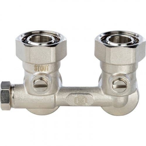 Купить Узел нижнего подключения радиатора Stout SVH 0003 000020 3/4 дюйма, для однотрубной системы, угловой по низкой цене