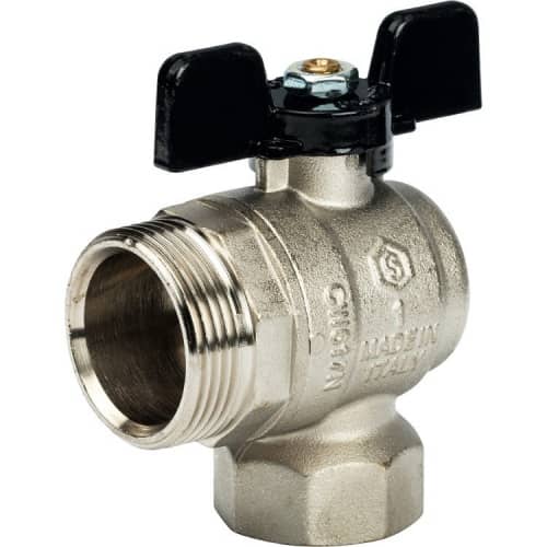 Купить Кран Stout шаровой SVB-0008-000025 полнопроходной угловой латунный американка по низкой цене