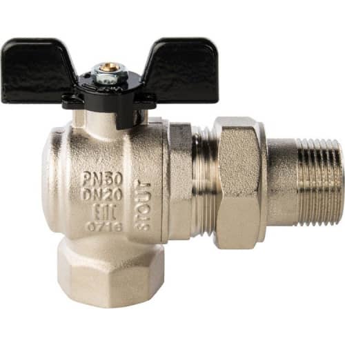 Купить Кран Stout шаровой SVB-0008-000020 полнопроходной угловой латунный американка по низкой цене