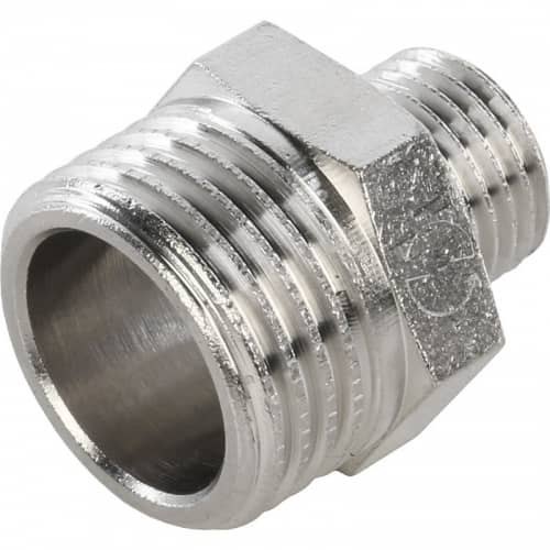 Купить Ниппель Stout переходной SFT-0004-001214 1/2х1/4 дюйма никелированный с наружной резьбой по низкой цене