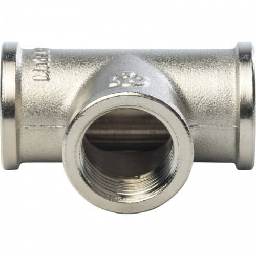 Купить Тройник Stout SFT-0020-000012 1/2 дюйма никелированный с внутренней резьбой по низкой цене