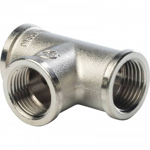 Купить Тройник Stout SFT-0020-000012 1/2 дюйма никелированный с внутренней резьбой по низкой цене