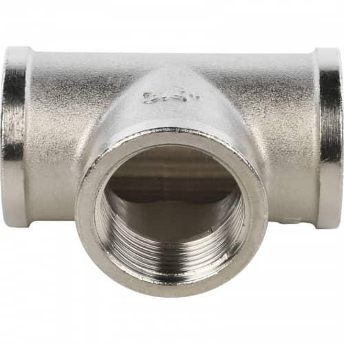 Купить Тройник Stout SFT-0020-000034 3/4 дюйма никелированный с внутренней резьбой по низкой цене