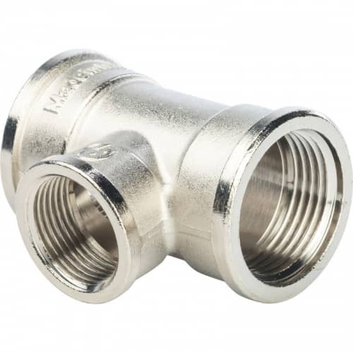 Купить Тройник Stout переходной SFT-0022-001341 1х3/4х1 дюйм никелированный с внутренней резьбой по низкой цене