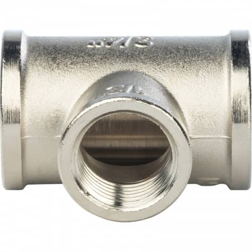 Купить Тройник Stout переходной SFT-0022-341234 3/4х1/2х3/4 дюйма никелированный с внутренней резьбой по низкой цене