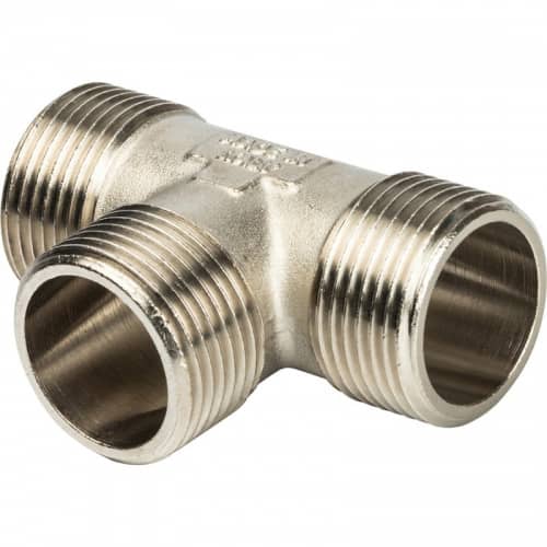 Купить Тройник Stout SFT-0018-000111 1х1х1 дюйм никелированный с наружной резьбой по низкой цене