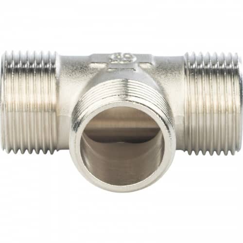 Купить Тройник Stout SFT-0018-121212 1/2х1/2х1/2 дюйма никелированный с наружной резьбой по низкой цене
