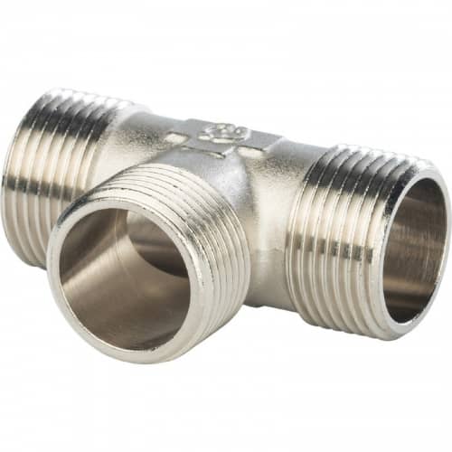 Купить Тройник Stout SFT-0018-121212 1/2х1/2х1/2 дюйма никелированный с наружной резьбой по низкой цене