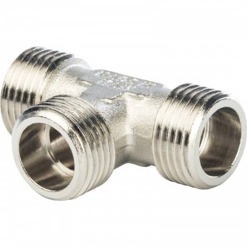 Купить Тройник Stout SFT-0018-343434 3/4х3/4х3/4 дюйма никелированный с наружной резьбой по низкой цене