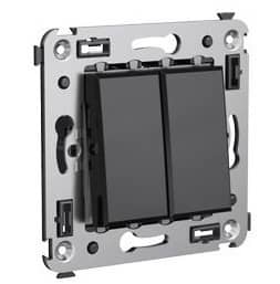 Купить Выключатель DKC 4402104 Avanti двухклавишный Черный квадрат по низкой цене