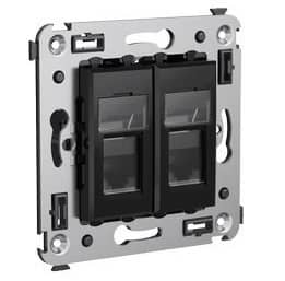 Купить Розетка DKC 4402294 Avanti RJ-45 компьютерная категория 6 двухместный Черный квадрат по низкой цене