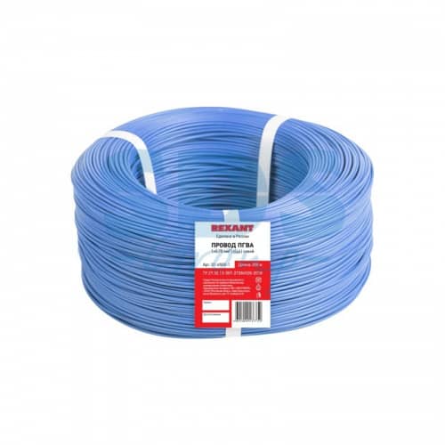 Купить Провод Rexant ГОСТ ПГВА 1х0,75 Cu синий бухта 200 м по низкой цене