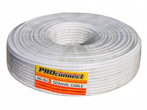 Купить Кабель PROconnect коаксиальный RG-6U 75 Ом CCS/Al/Al 32% Light белый бухта 100 м по низкой цене