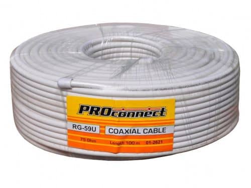 Купить Кабель PROconnect коаксиальный RG-59U 75 Ом CCS/Al/Al 48% белый бухта 100 м по низкой цене