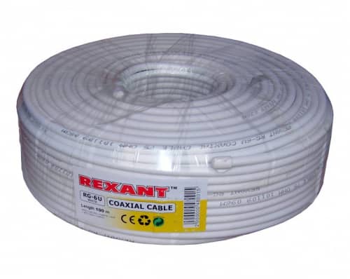 Купить Кабель Rexant коаксиальный RG-6U 75 Ом CCS/Al/Al 64% белый бухта 100 м по низкой цене