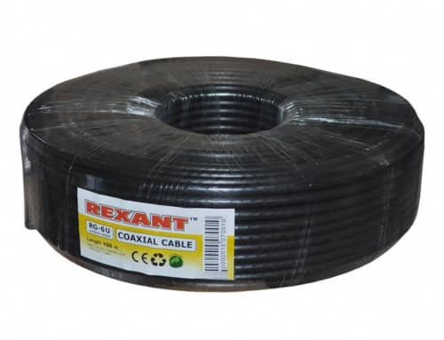 Купить Кабель Rexant коаксиальный RG-6U 75 Ом CCS/Al/Al 64% Outdoor черный бухта 100 м по низкой цене