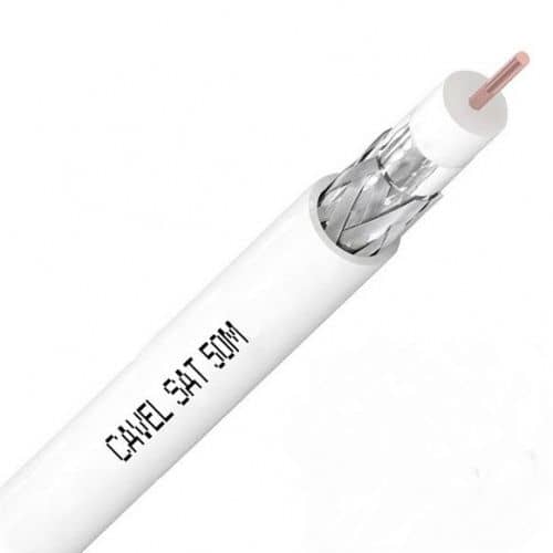Купить Кабель Cavel коаксиальный SAT 50 M 75 Ом Cu/Al/CuSn 64% белый бухта 100 м по низкой цене