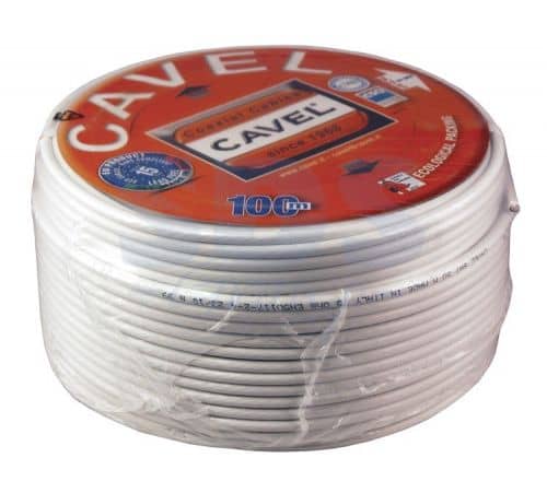 Купить Кабель Cavel коаксиальный SAT 50 M 75 Ом Cu/Al/CuSn 64% белый бухта 100 м по низкой цене