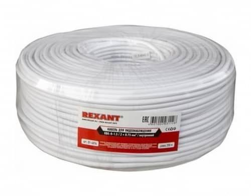 Купить Кабель Rexant для видеонаблюдения КВК-В-1,5+2x0,75 Cu/Cu белый бухта 200 м по низкой цене