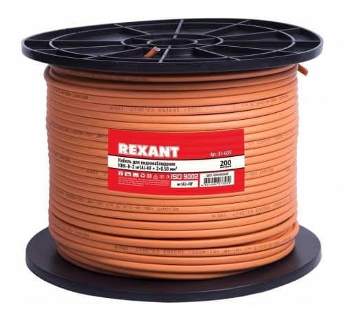 Купить Кабель Rexant 01-4222 для видеонаблюдения КВК-В-2+2x0,50 нг(А)-HF Cu/Cu оранжевый бухта 200 м по низкой цене