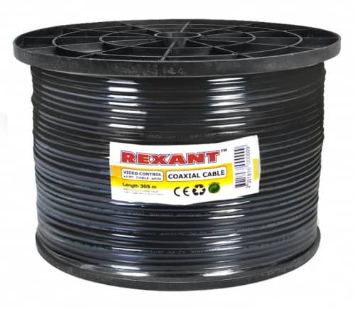 Купить Кабель Rexant для видеонаблюдения ККСВ-П+4х0,5 черный бухта 305 м по низкой цене