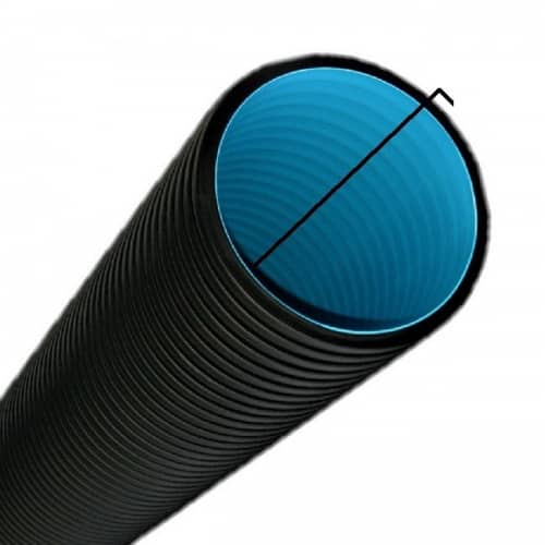 Купить Труба DKC 151950 ПНД гибкая двустенная для открытой прокладки с протяжкой черная SN13 ПВ-0 УФ d 50 мм 100 м по низкой цене