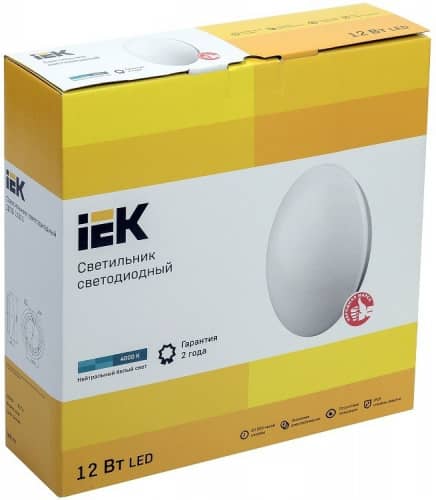 Купить Светильник IEK ДПБ 1001 12Вт 4000K белый светодиодный по низкой цене